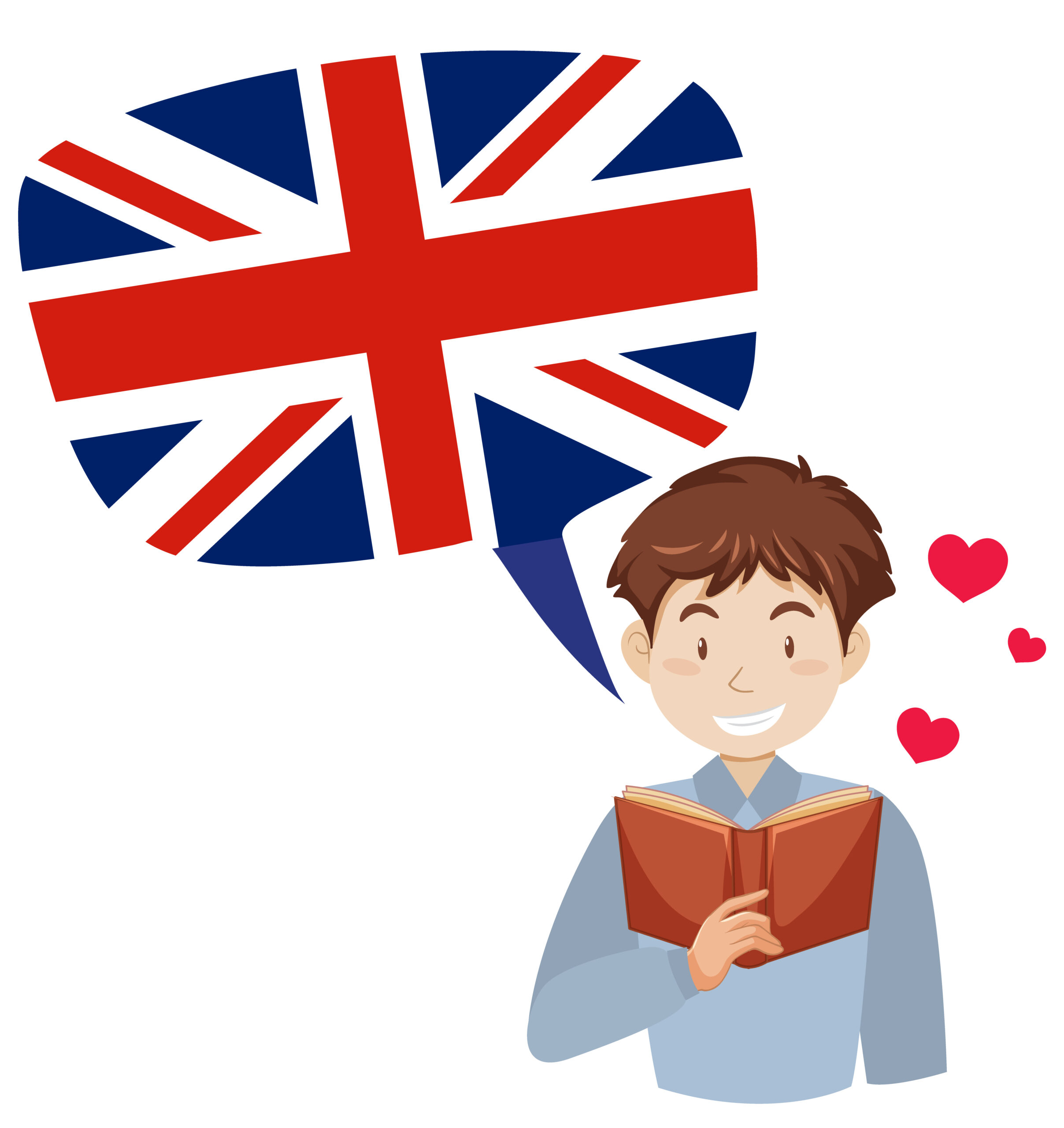 A man with flag of United Kingdom speech bubble illustration